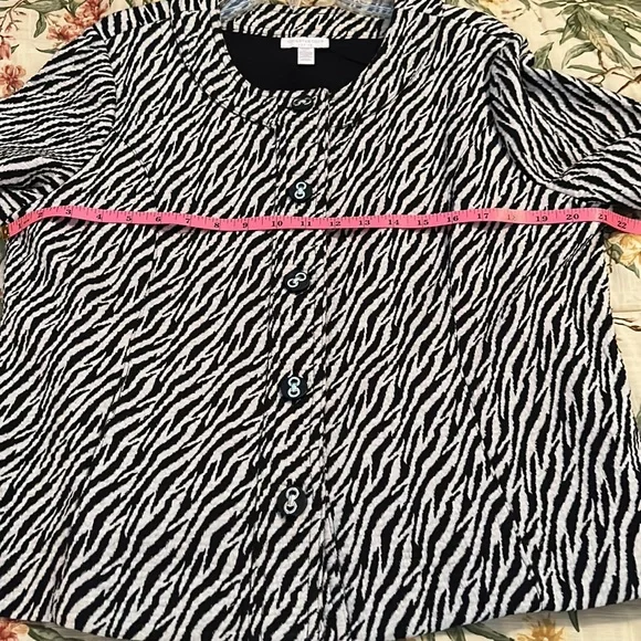 Charter Club Petites Zebra Stripes Black & White Blazer Jacket Size P XL - Picture 11 of 14